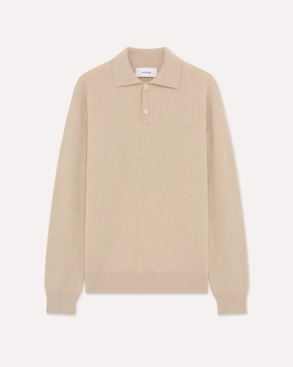 Lardini polo beige lana cashmere manica lunga