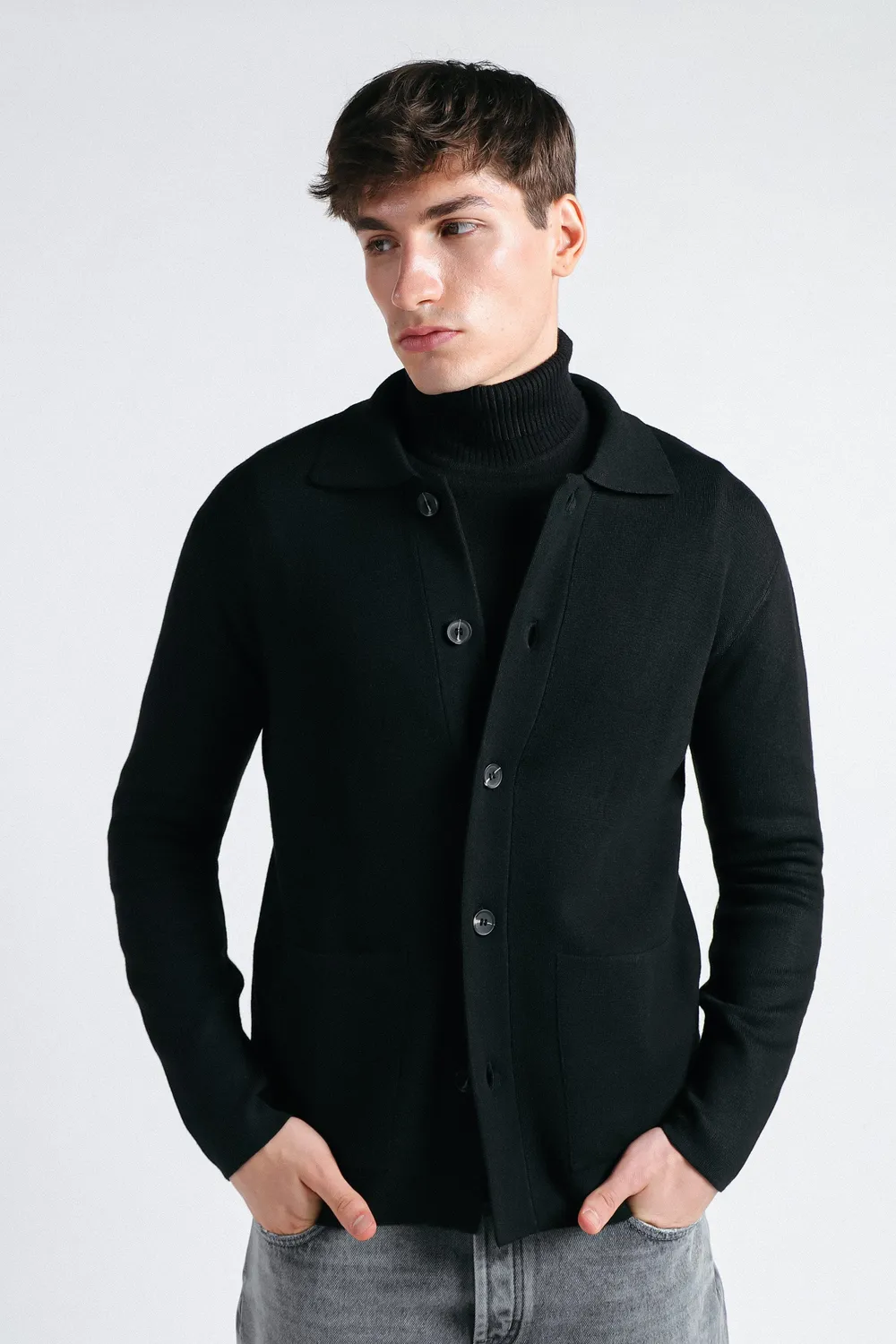 Sonny Bono Overshirt Punto Milano Maglia Nero