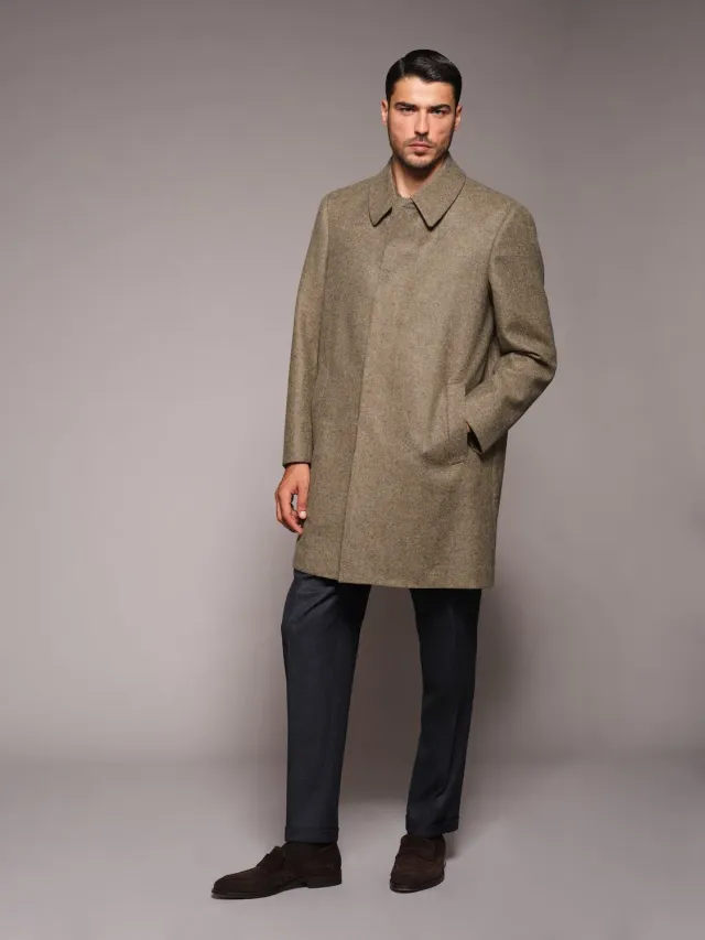 Caruso Butterfly Cappotto Monopetto Lana Verde 4 Bottoni