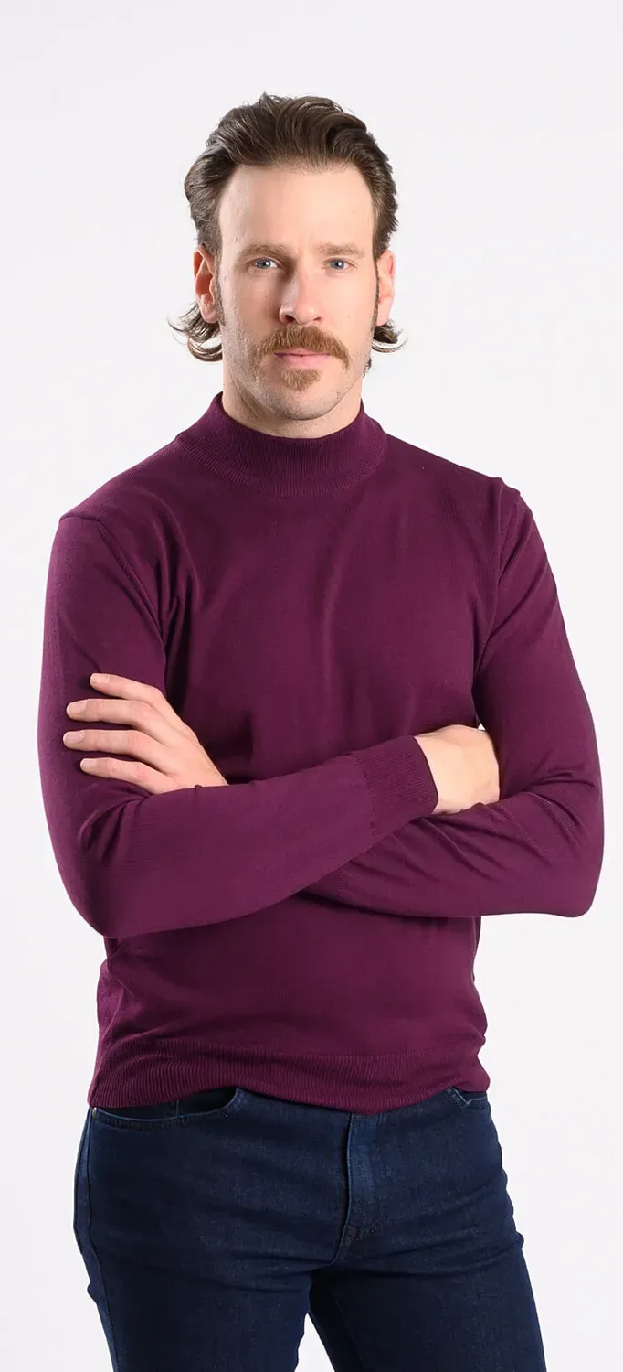 Alain Delon dolcevita cotone bordeaux collo basso