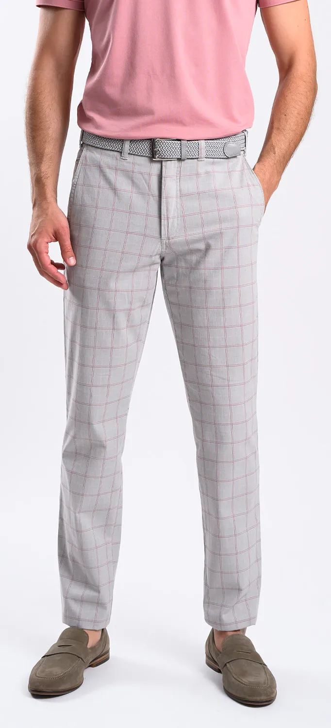 Alain Delon Grey Checked chinos slim grigi a quadri
