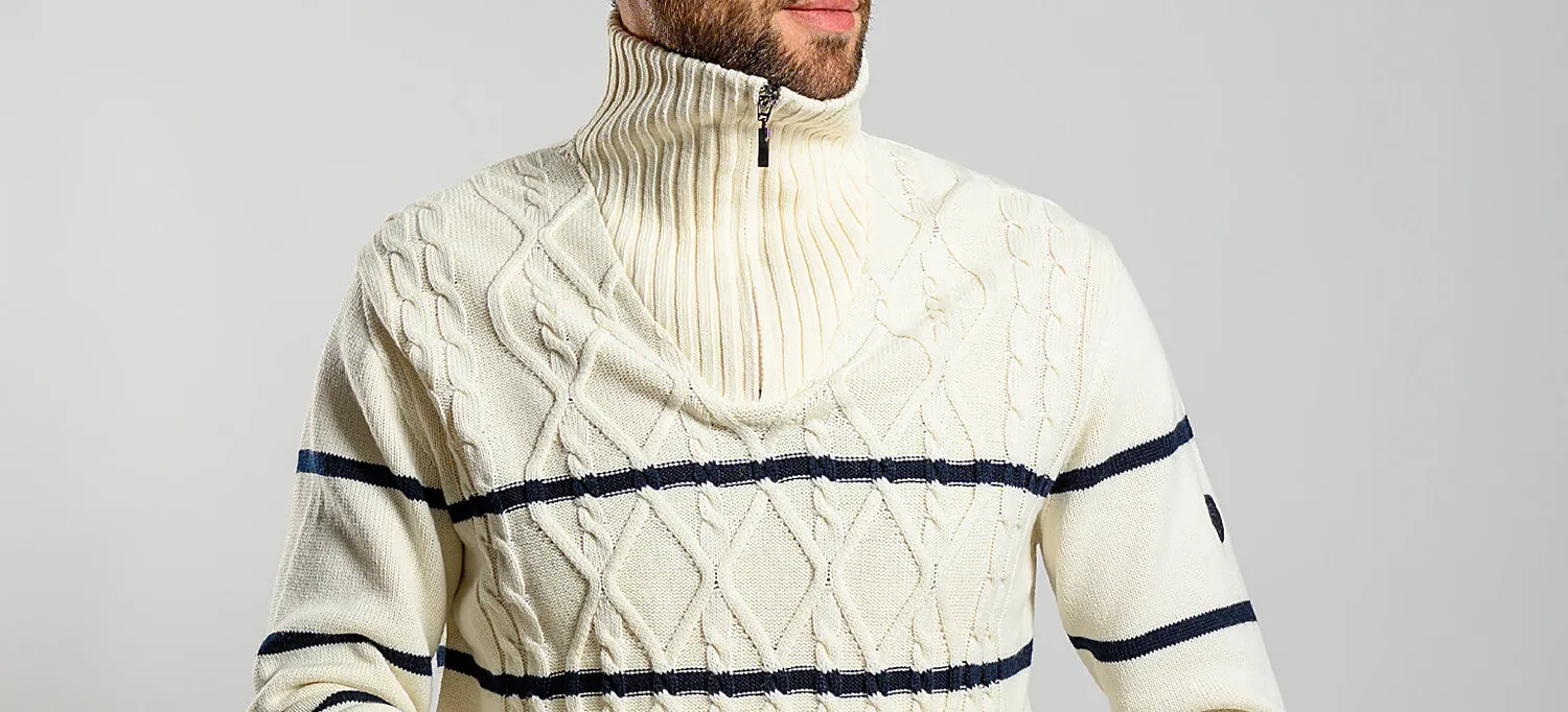 Alain Delon Beige maglione lana merino beige zip M L