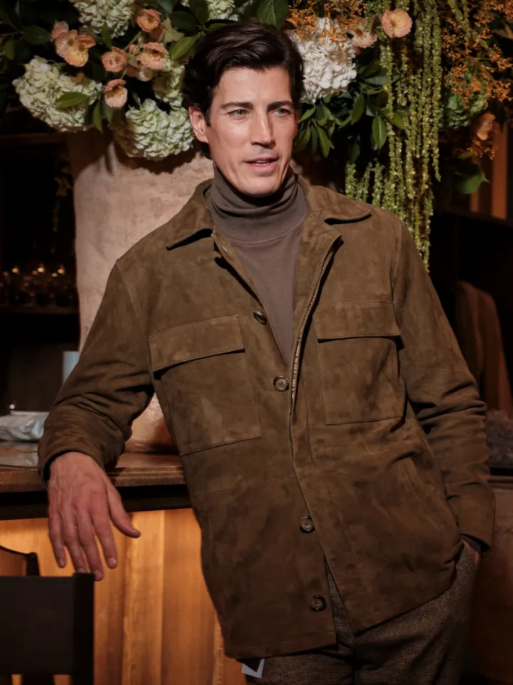 Sand Menswear Aiden sopracamicia camoscio cammello scuro