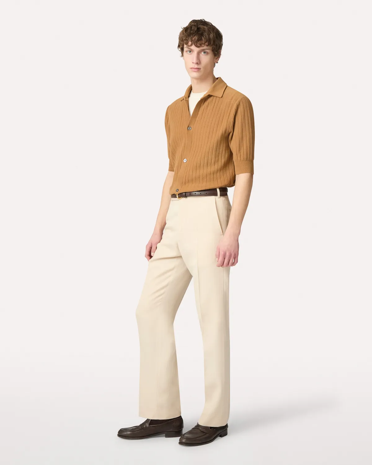 Lardini camicia maglia cammello manica corta
