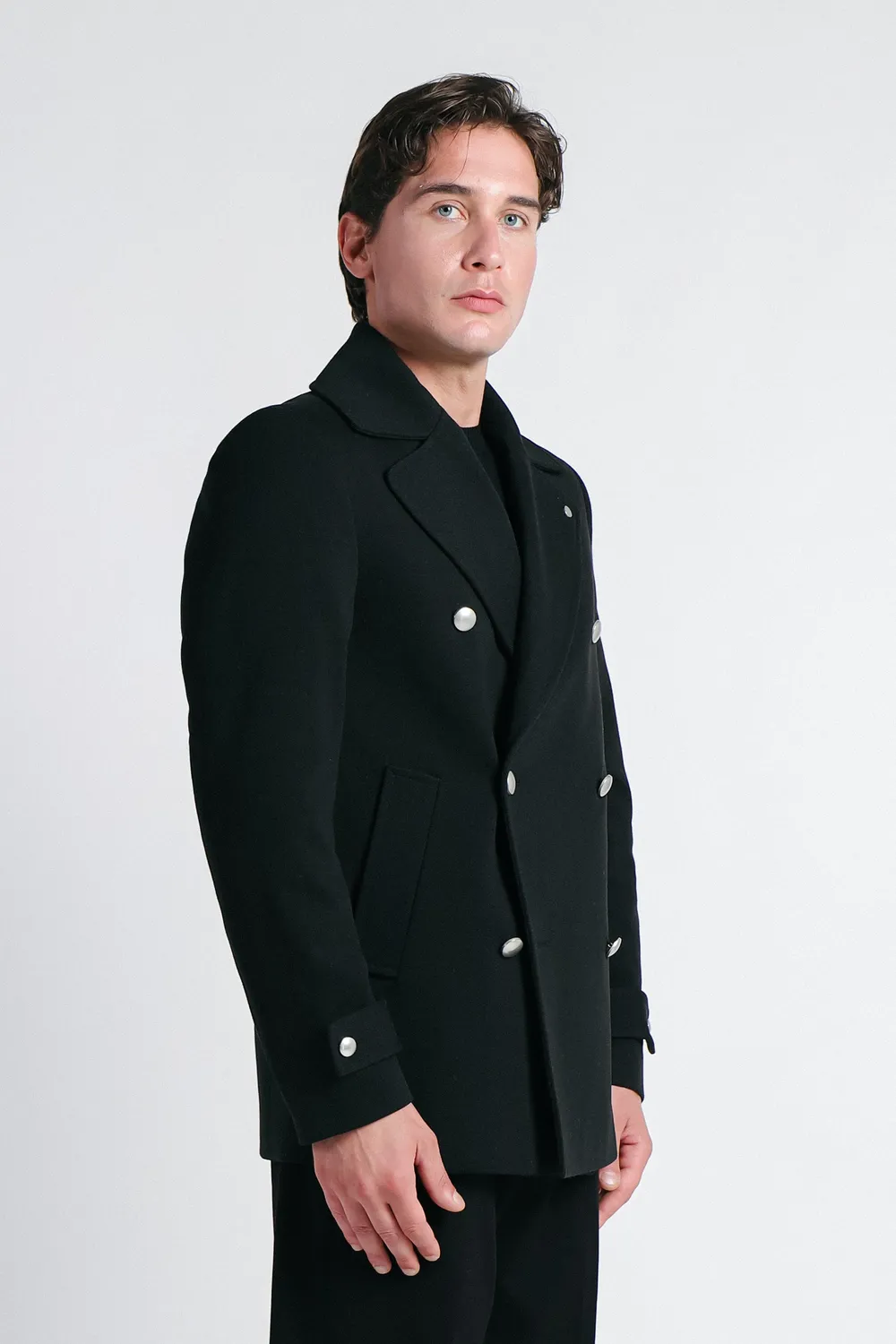 Sonny Bono Cappotto Doppio Petto Nero con Bottoni