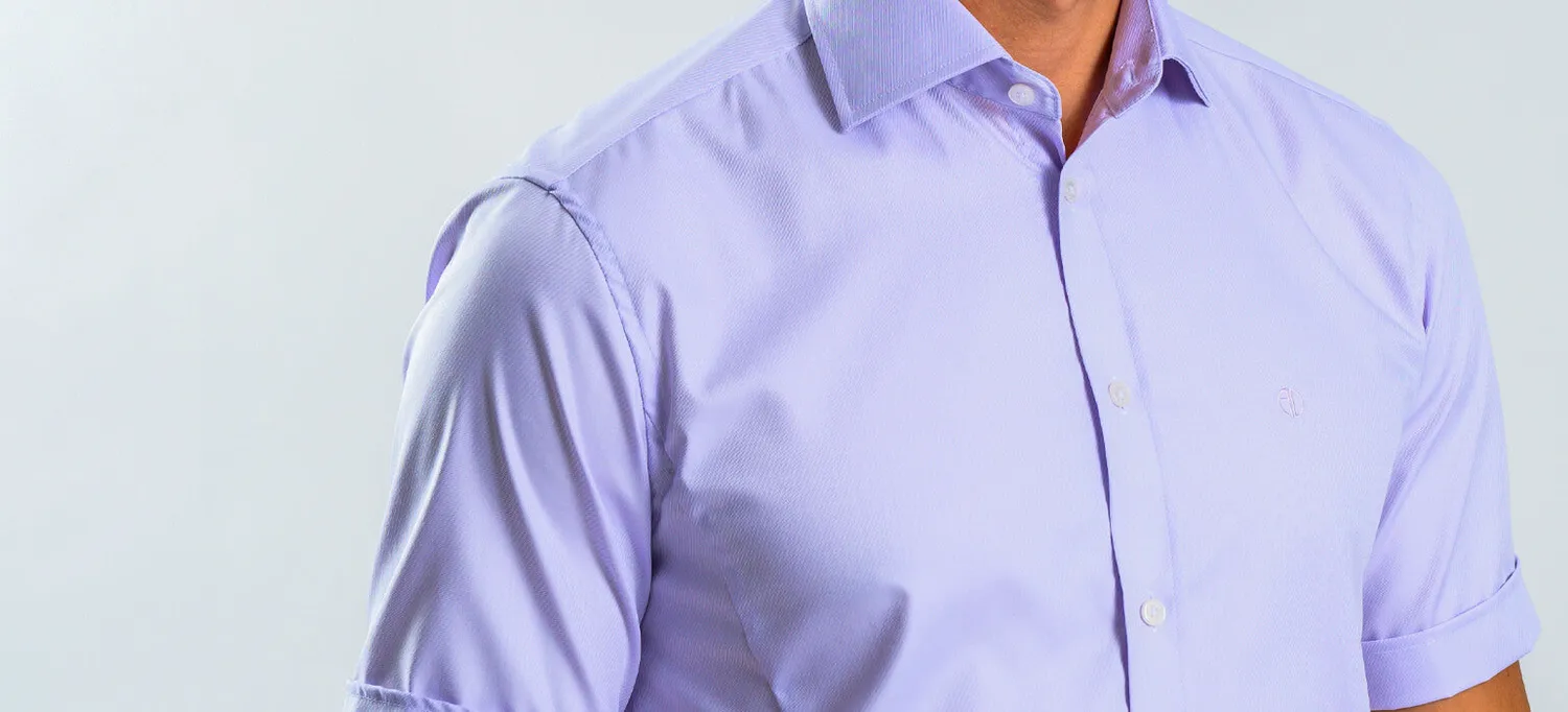 Alain Delon Extra Slim Fit camicia viola manica corta