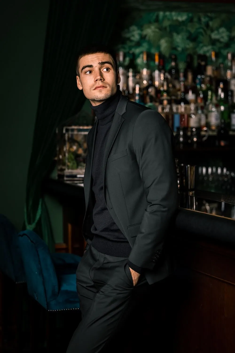 Alain Delon Dolcevita Nero Slim Fit con Zip