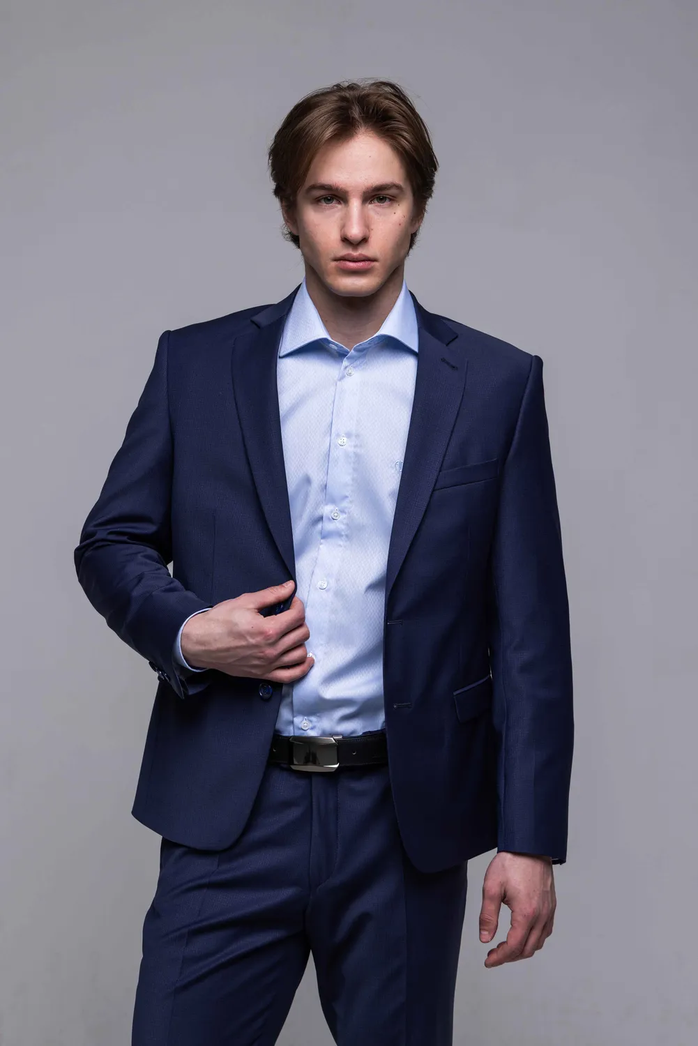 Alain Delon Abito Slim Fit Blu Micro-fantasia