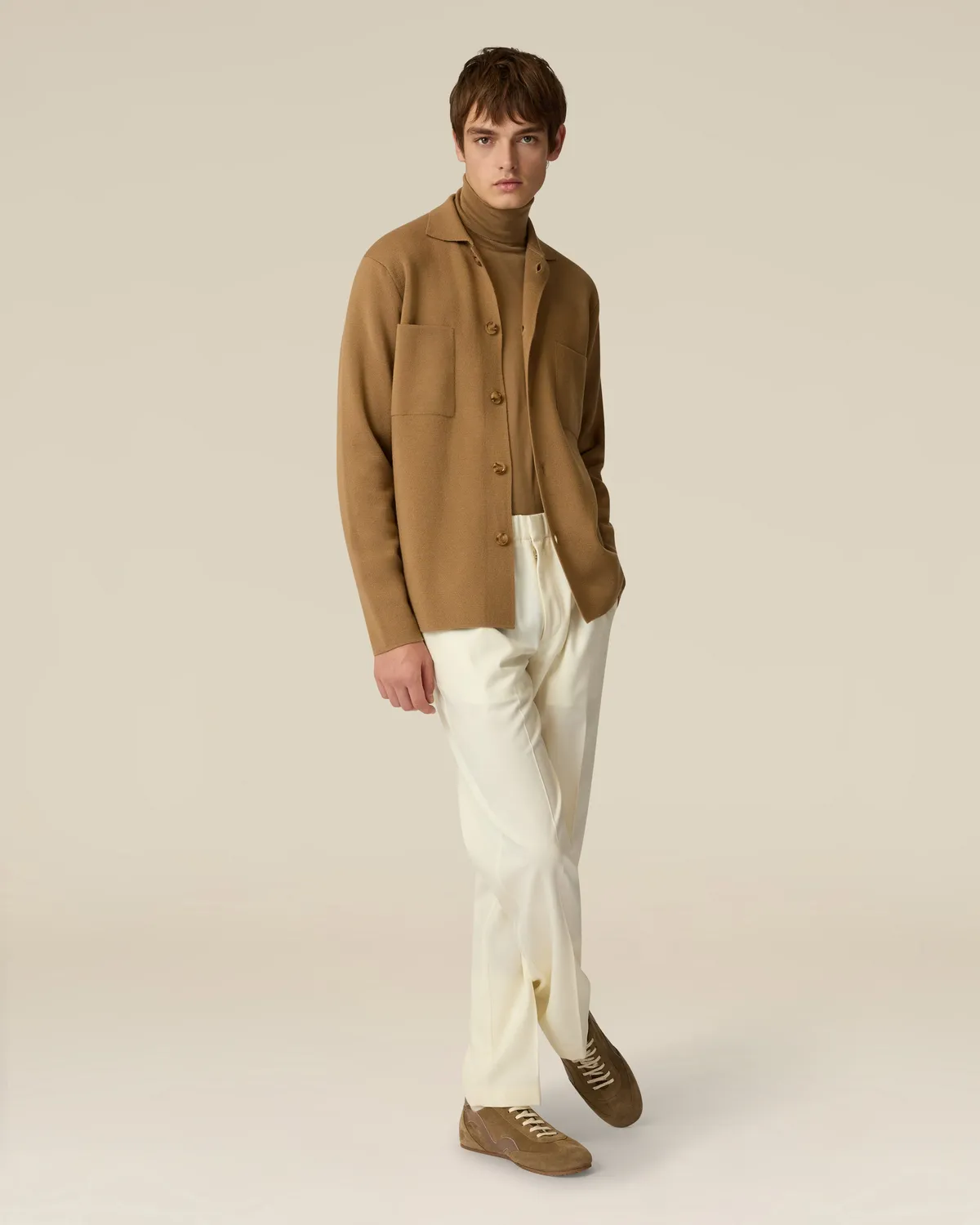 Lardini Giacca trucker lana merino cammello
