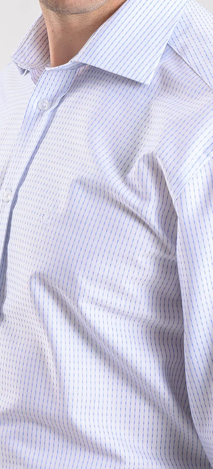 Alain Delon Extra Slim Fit camicia bianca blu a righe 41-43