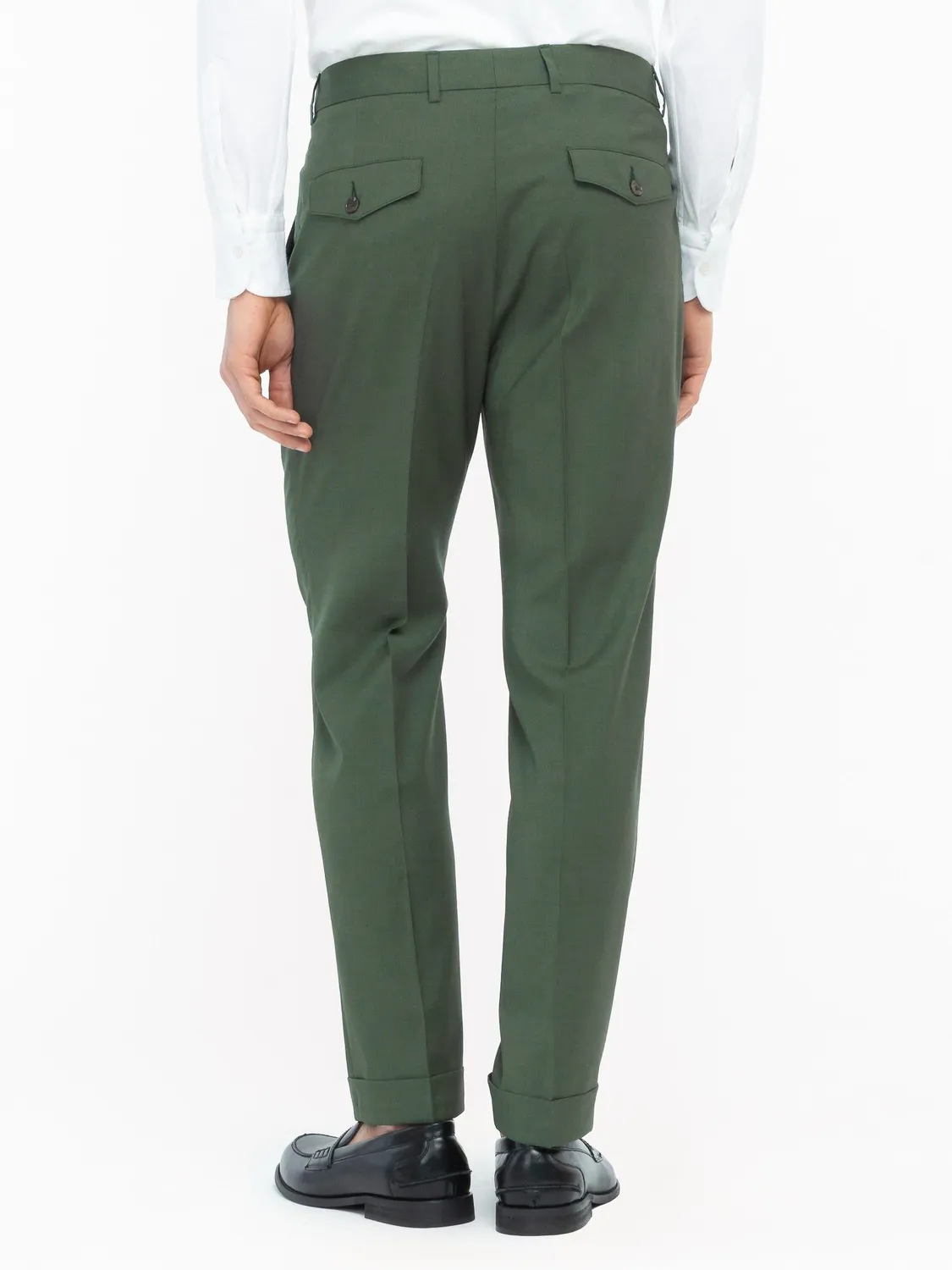 Paoloni pantalone doppia pinces lana stretch verde