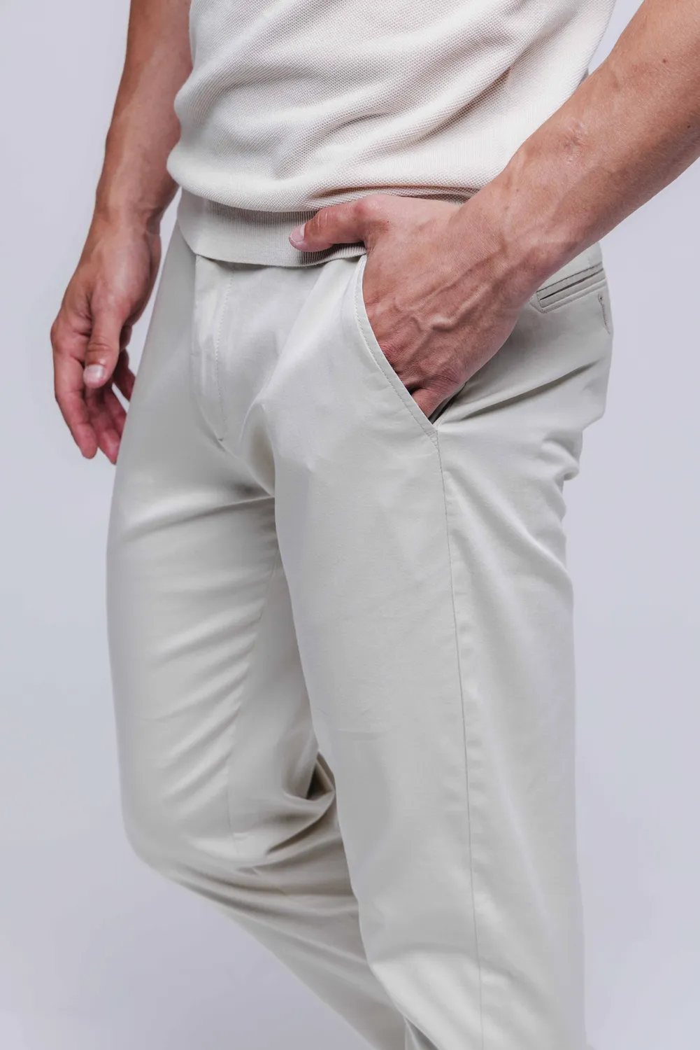 Alain Delon Pantaloni Chinos Beige Cotone elasticizzati