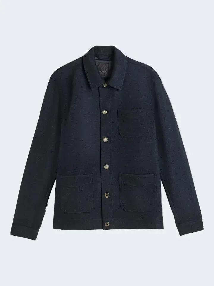 Sand Menswear Asher overshirt jersey merino blu
