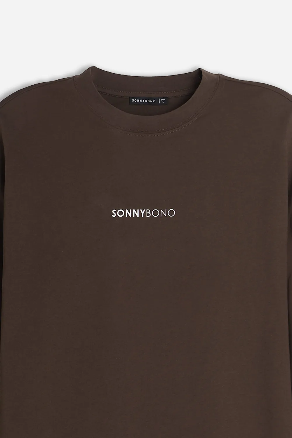 Sonny Bono T-Shirt Girocollo Manica Lunga Marrone Logo Cotone