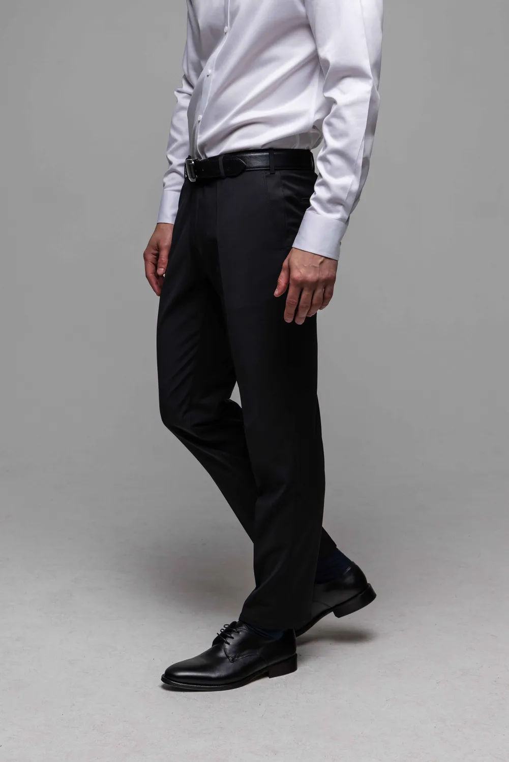 Alain Delon Basic pantalone abito nero slim fit lana