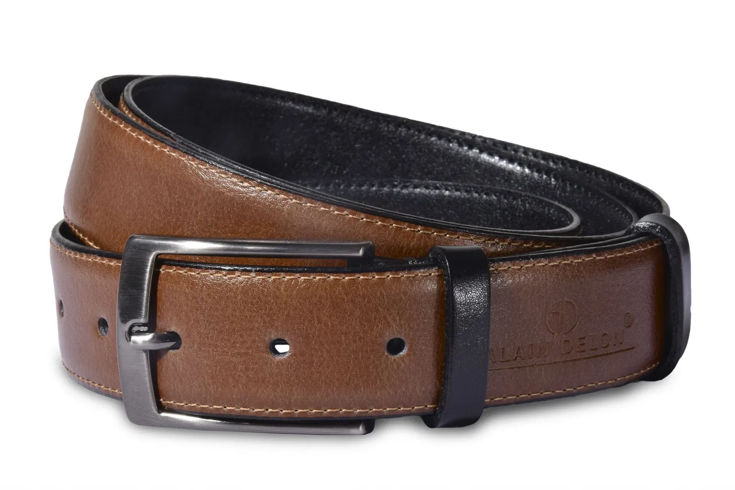 Alain Delon cintura pelle reversibile 130 cm uomo