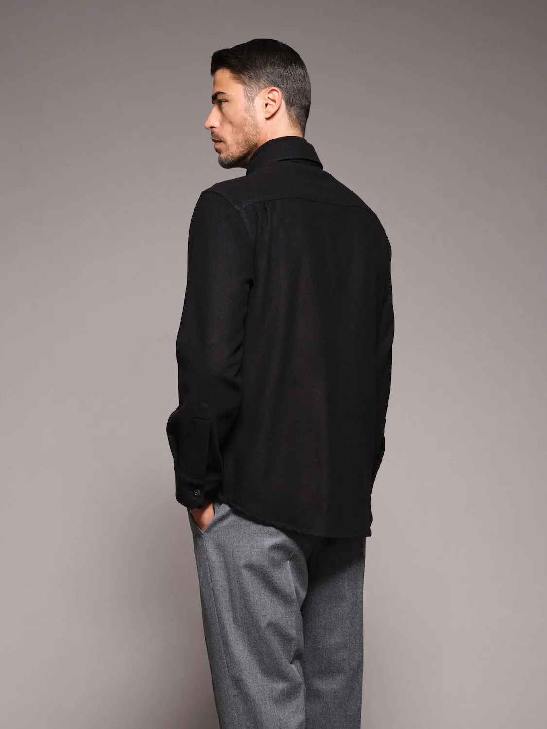 Caruso Aida overshirt lana 180s nera