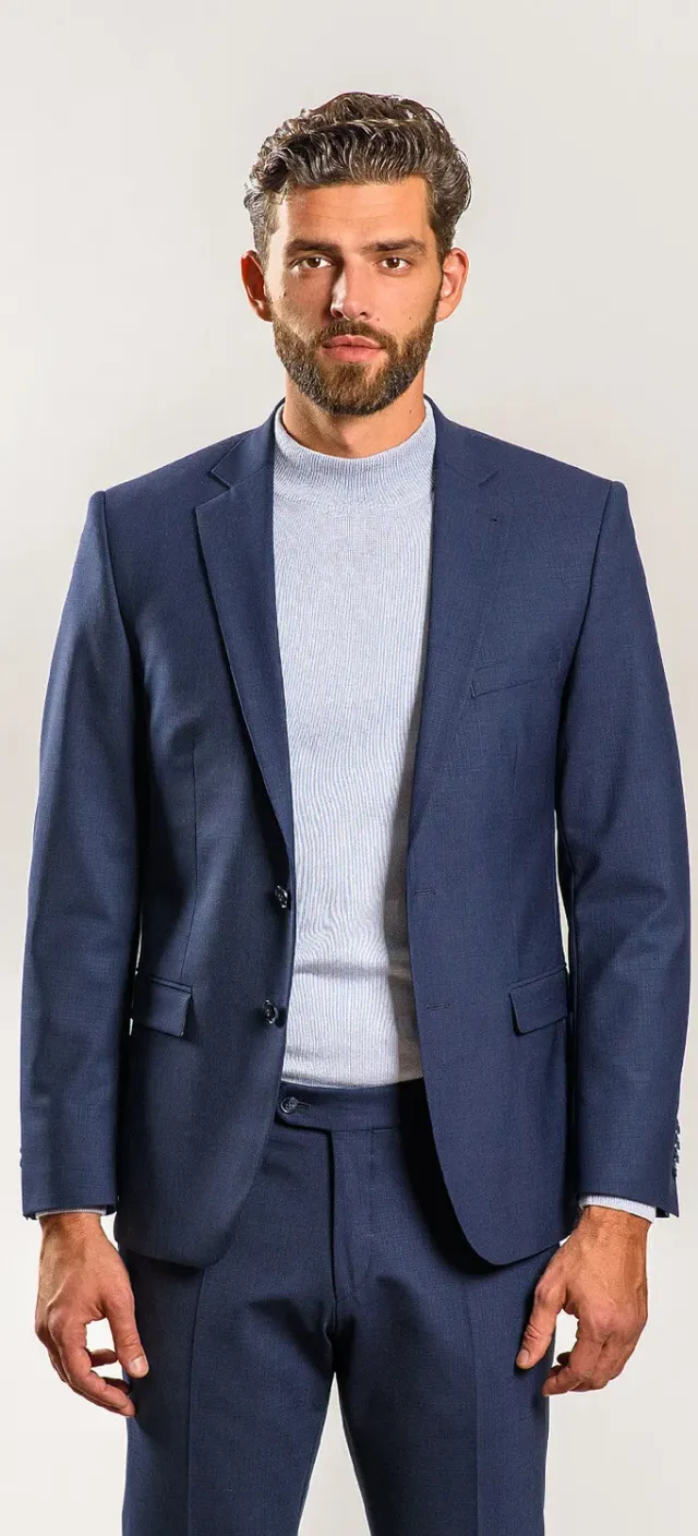 Alain Delon abito slim fit grigio-blu elasticizzato
