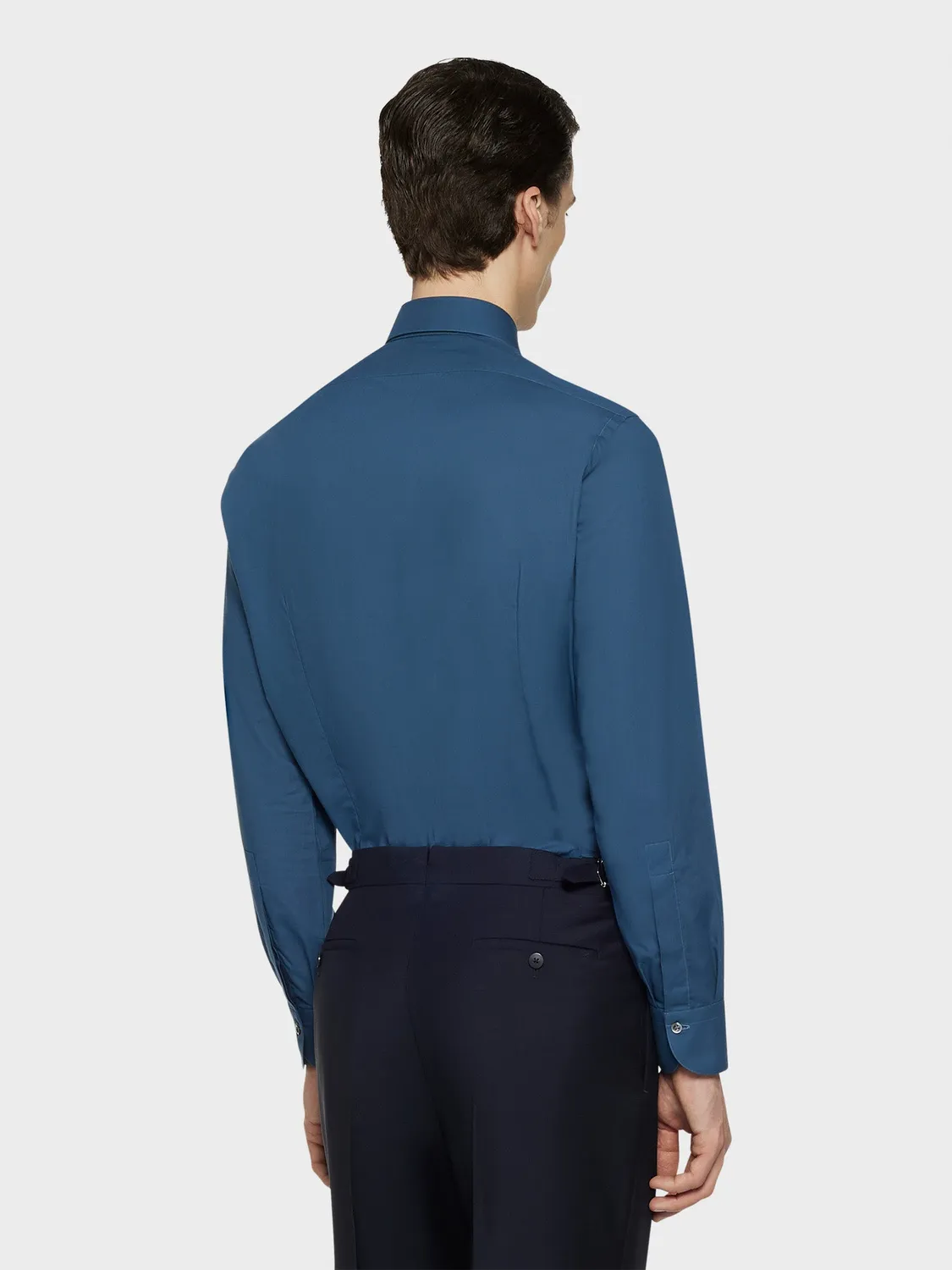 Caruso Butterfly camicia slim blu notte cotone
