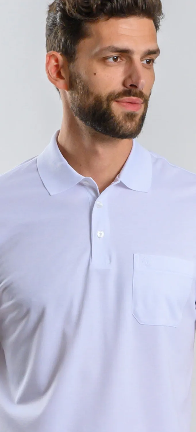 Alain Delon polo bianca uomo slim fit micropima
