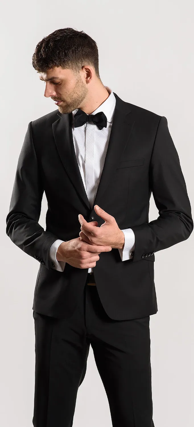 Alain Delon Abito Nero Slim Fit Antipiega