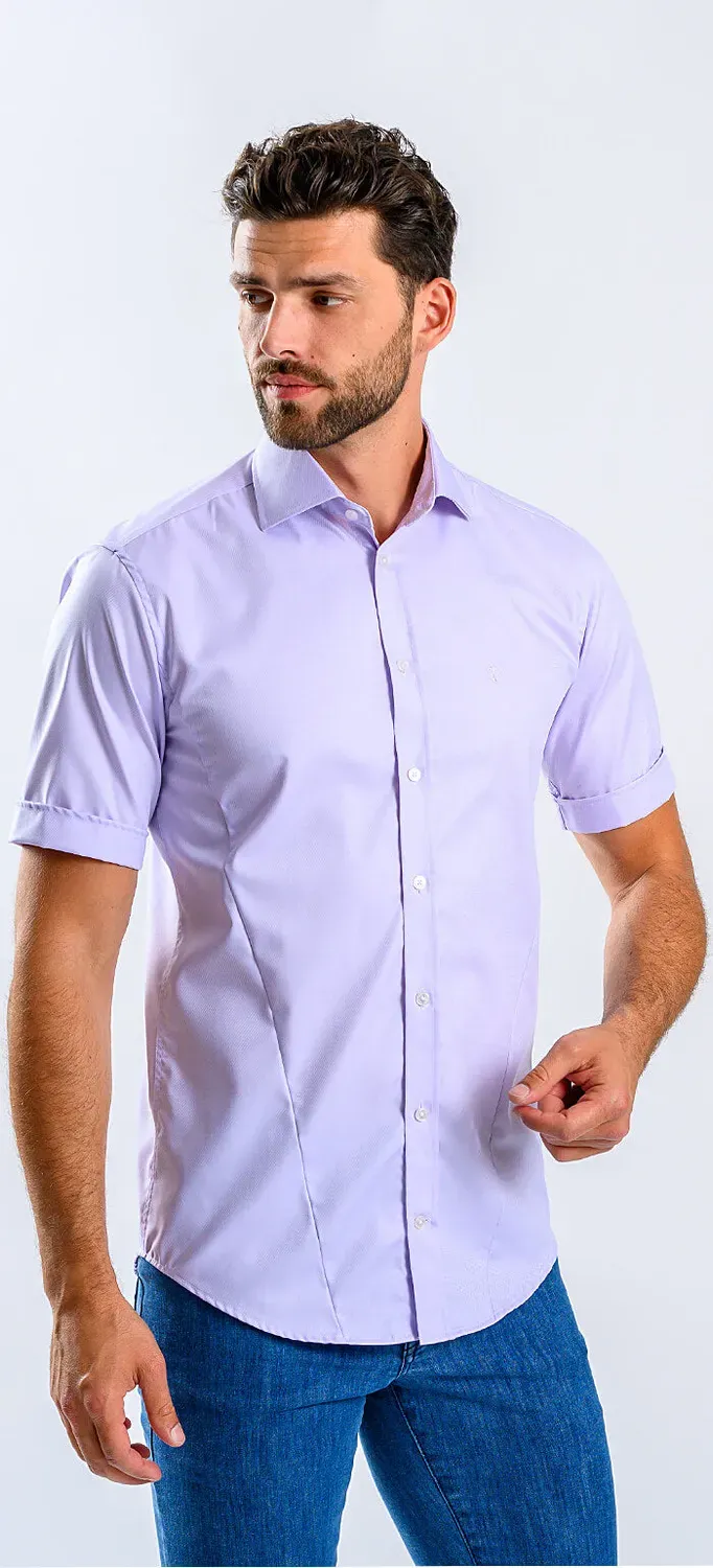 Alain Delon Extra Slim Fit camicia viola manica corta
