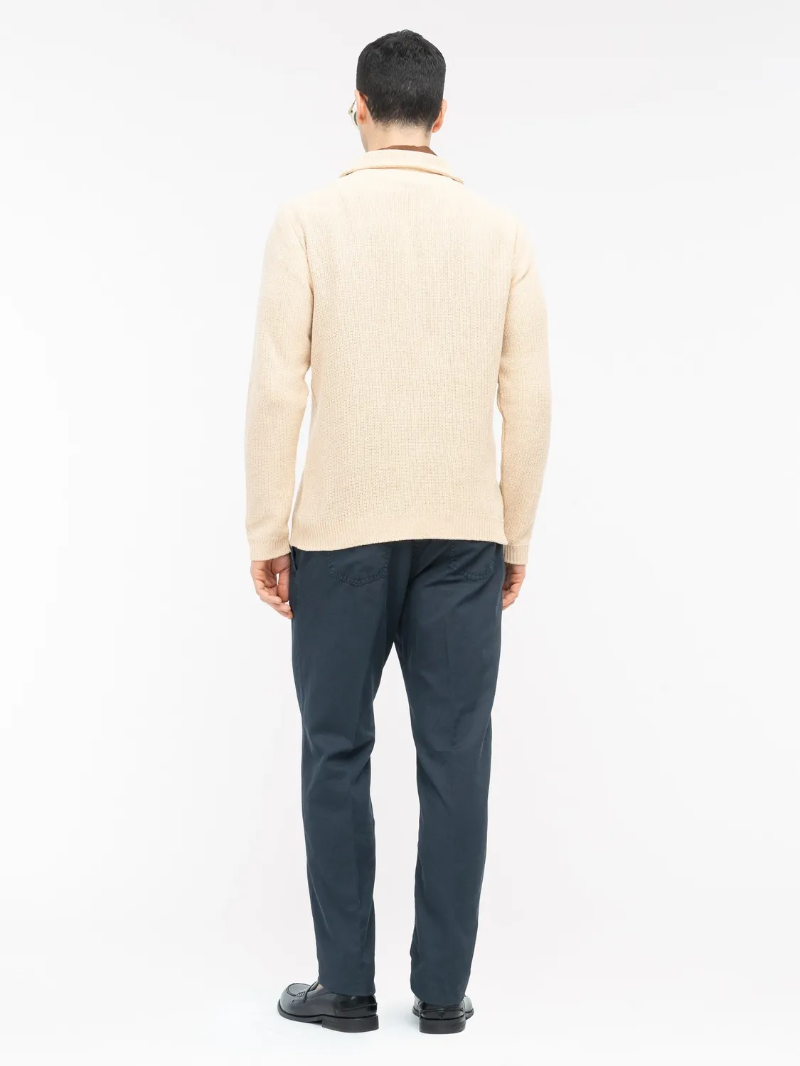 Paoloni Bomber Maglia Misto Cotone Beige bottoni
