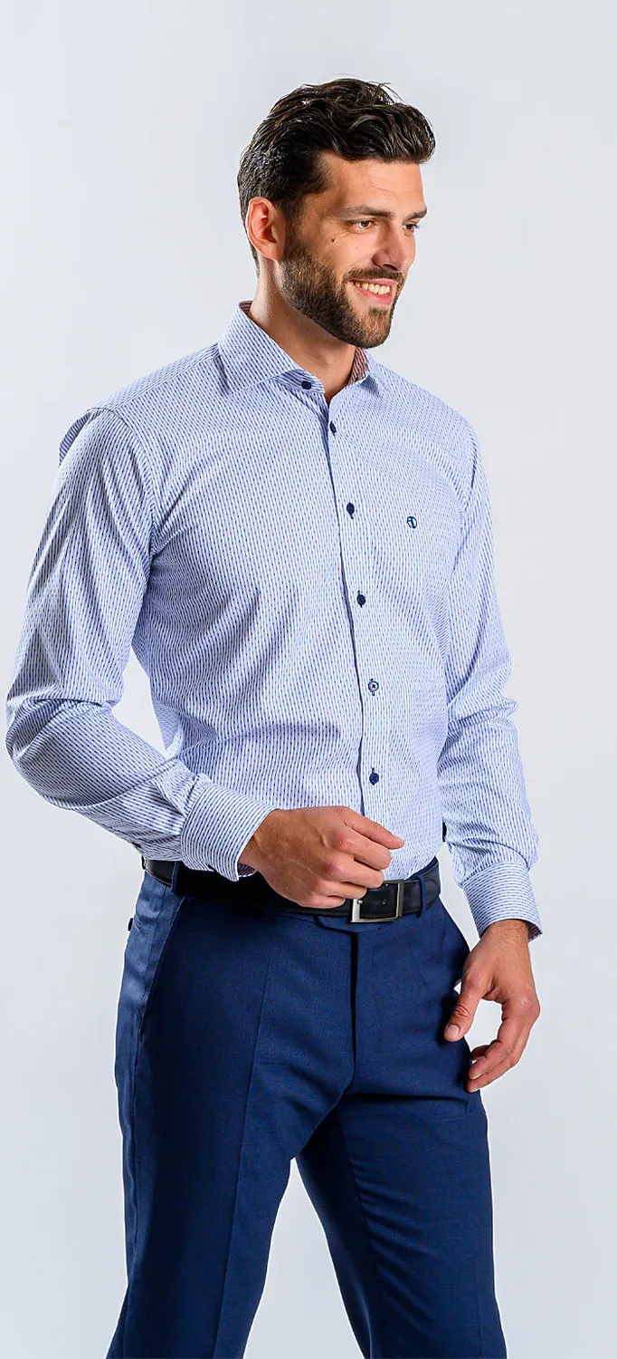 Alain Delon camicia bianca slim fit righe blu cotone