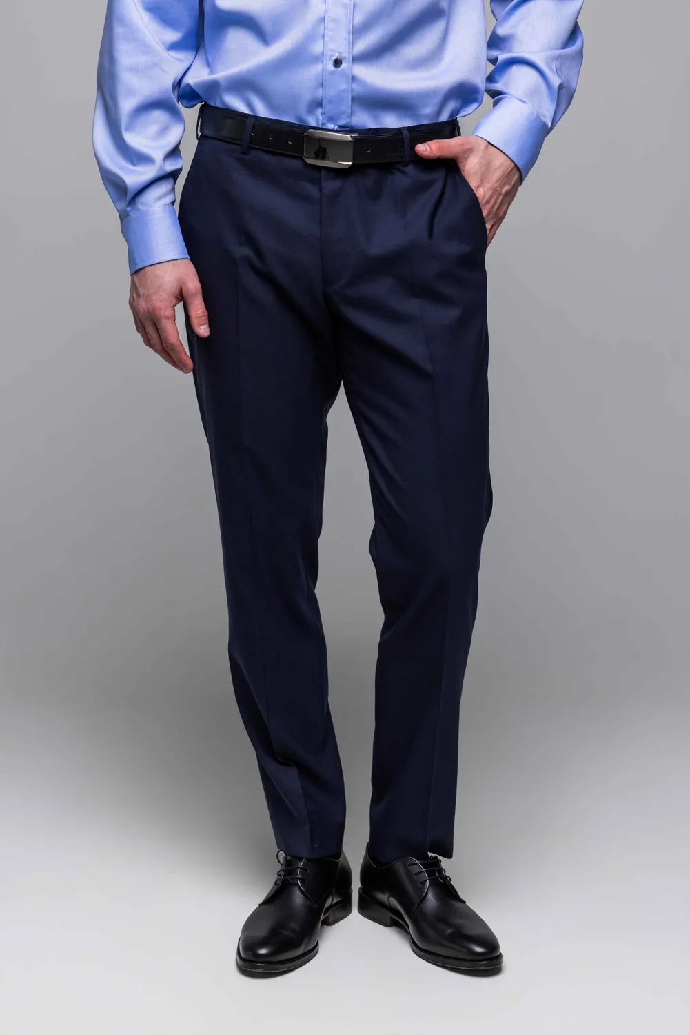 Alain Delon pantalone Basic blu abito Slim Fit lana
