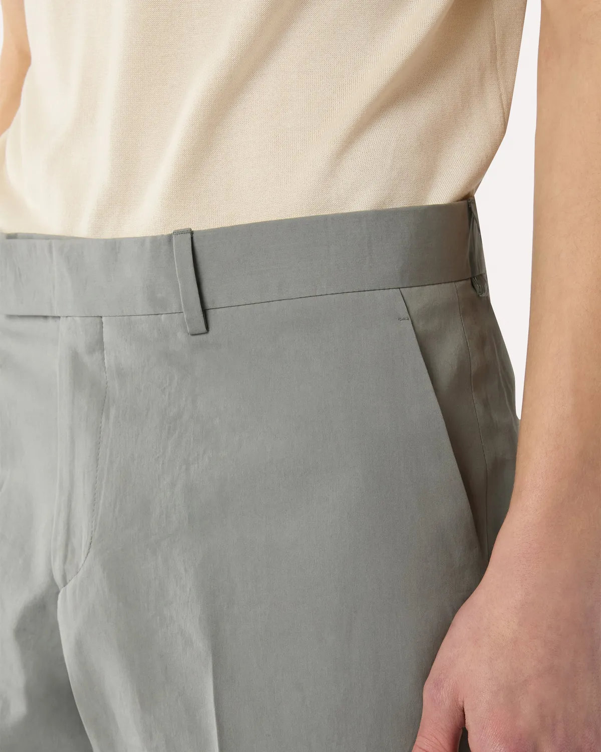 Lardini pantalone grigio cotone seta senza pieghe