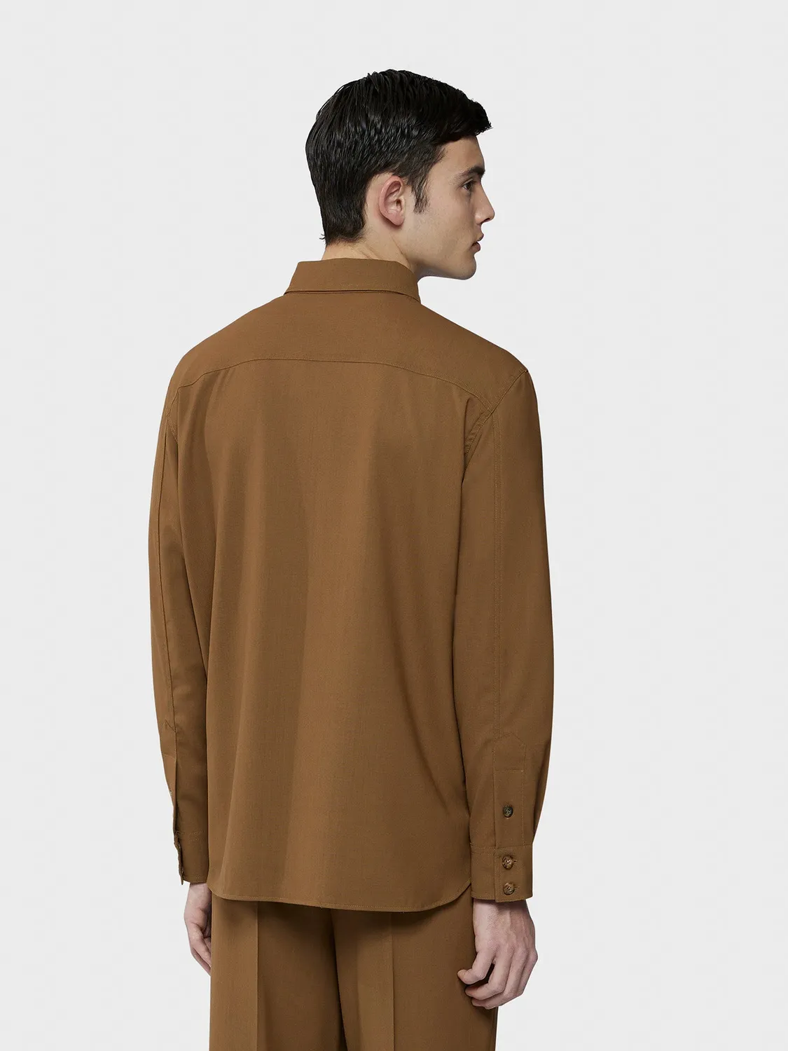 Caruso Houdini overshirt lana marrone tropical uomo