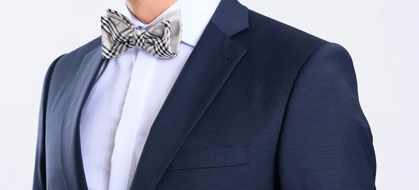 Alain Delon abito slim fit blu quadretti misto lana