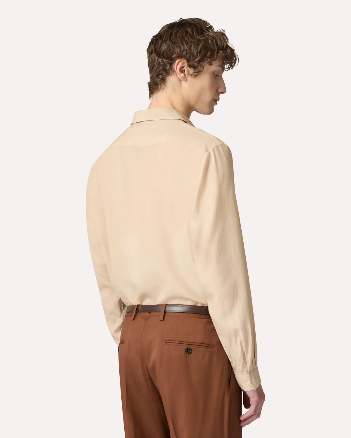 Lardini Camicia beige lino lyocell collo italiano