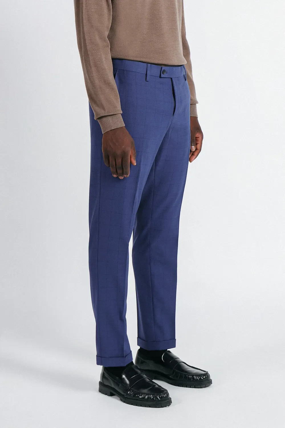 Sonny Bono pantalone abito quadri bluette comfort fit