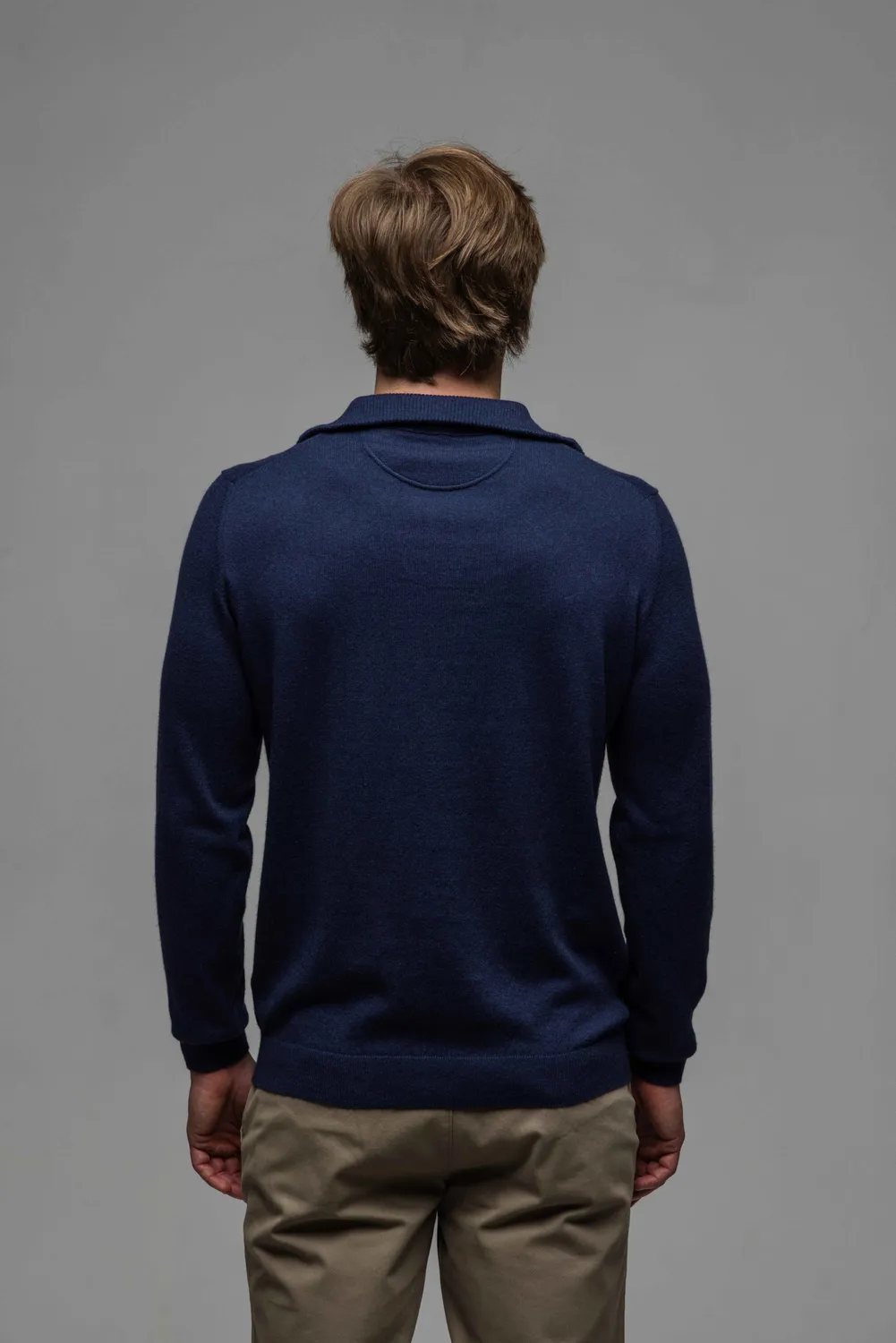 Alain Delon maglione blu zip collo alto uomo