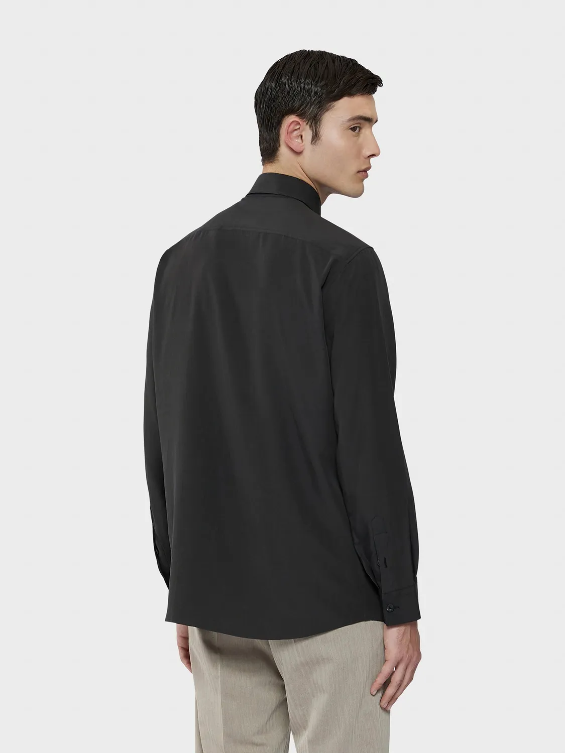 Caruso camicia tencel carbone tasche a toppa