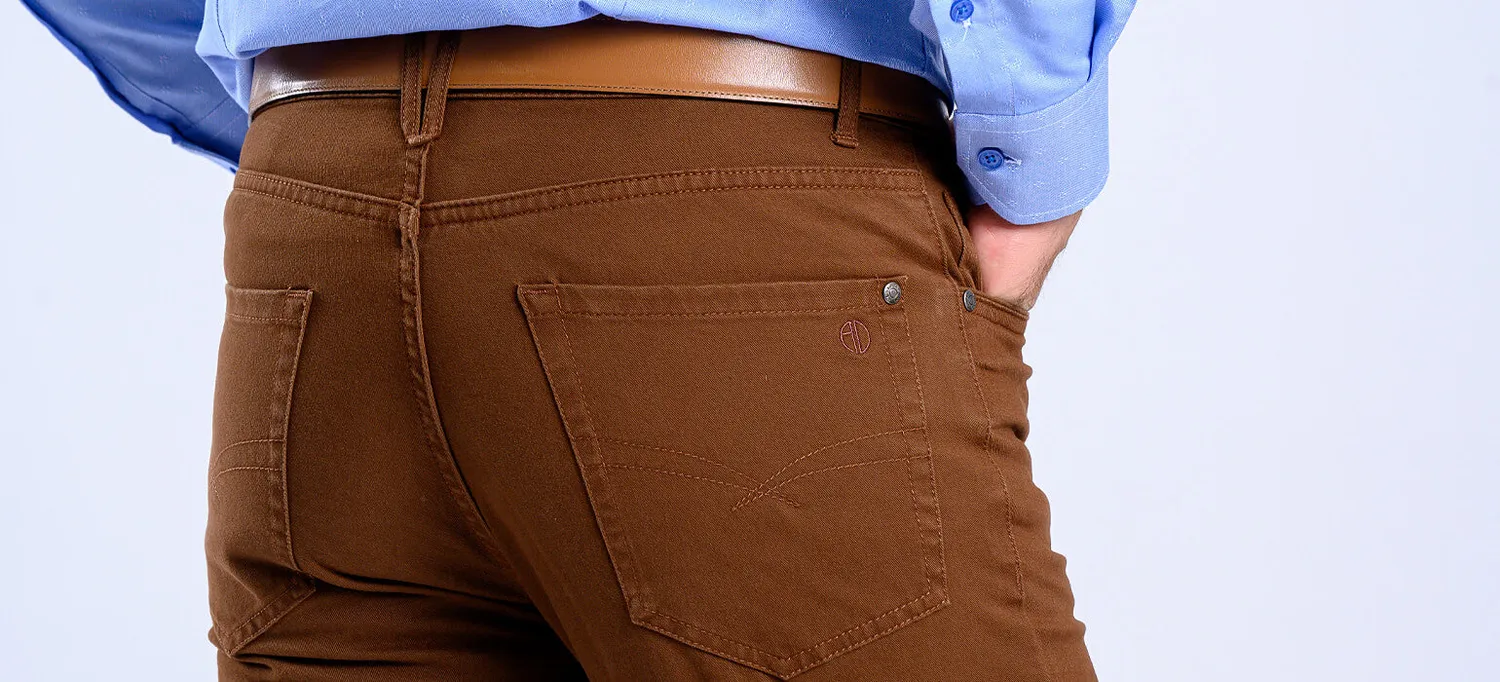 Alain Delon Jeans Marroni Slim Fit Elasticizzati Uomo
