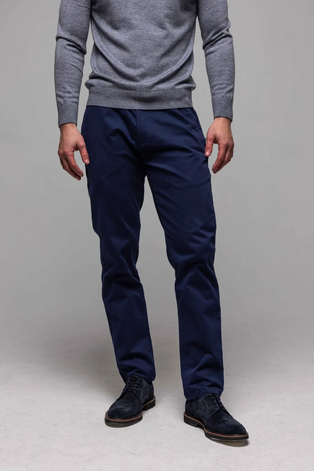 Alain Delon chinos pantalone blu cotone elasticizzato slim