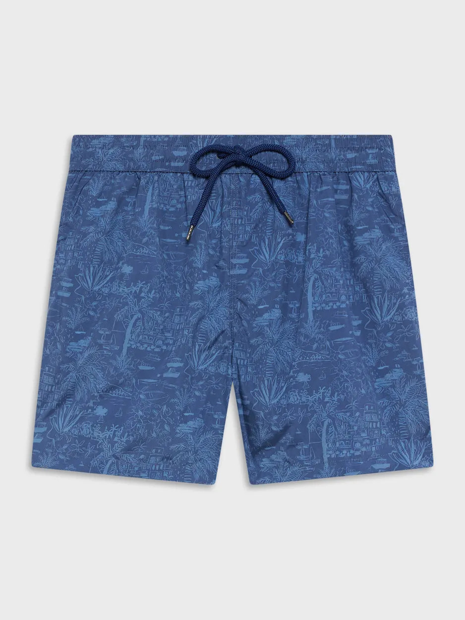 Caruso costume tecnico blu stampa fantasia