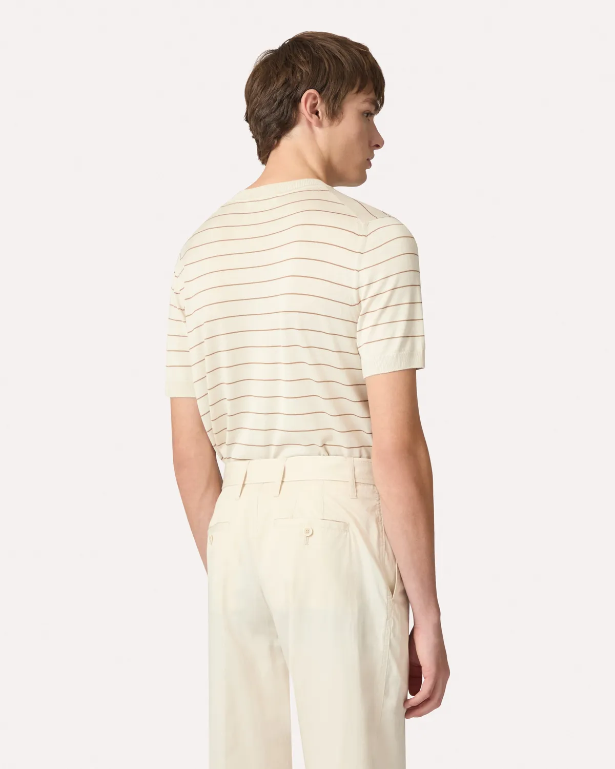 Lardini t-shirt righe panna marrone maglia seta