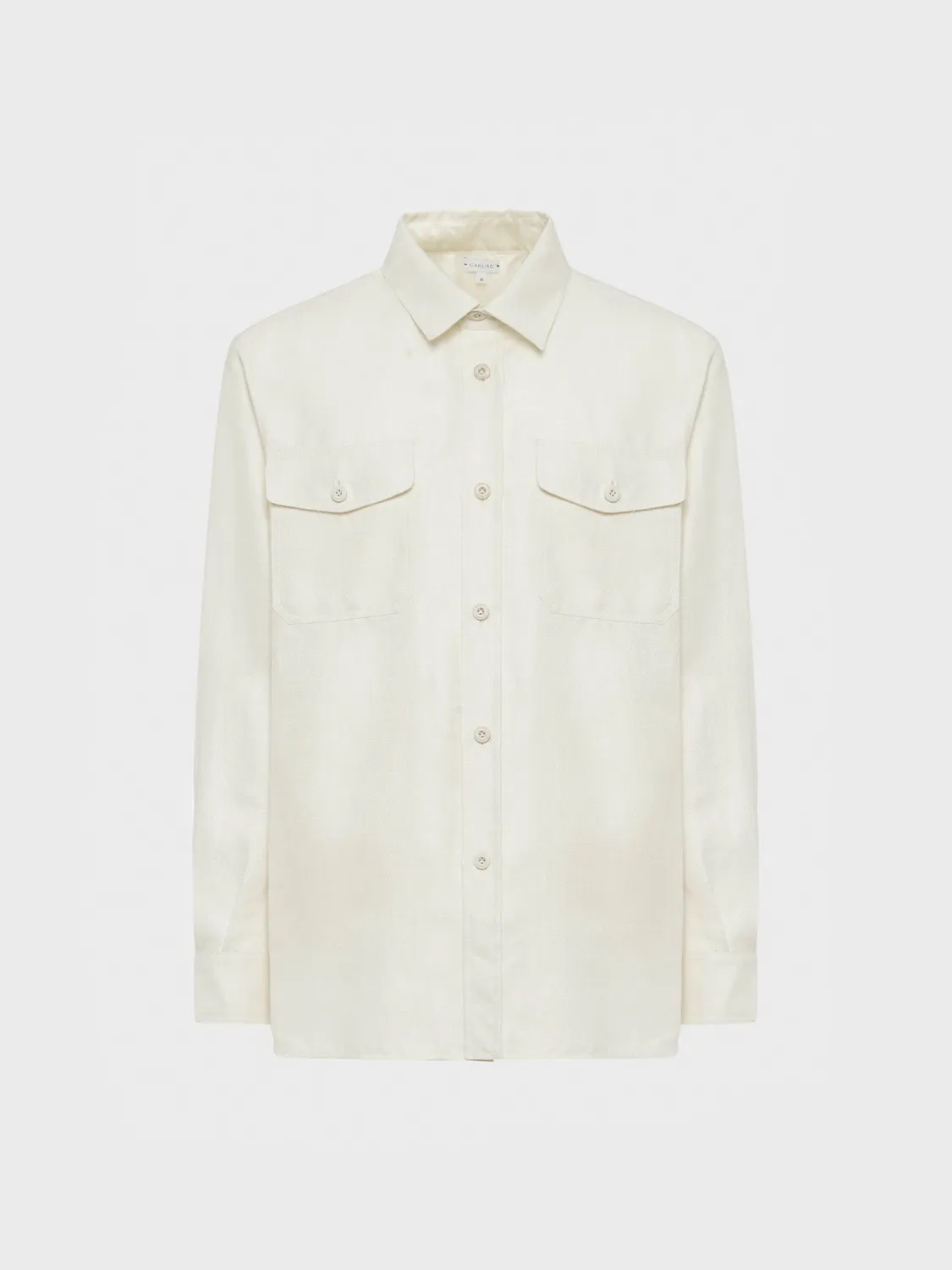 Caruso Aida Overshirt lino-lana bianco bottoni XS-XL