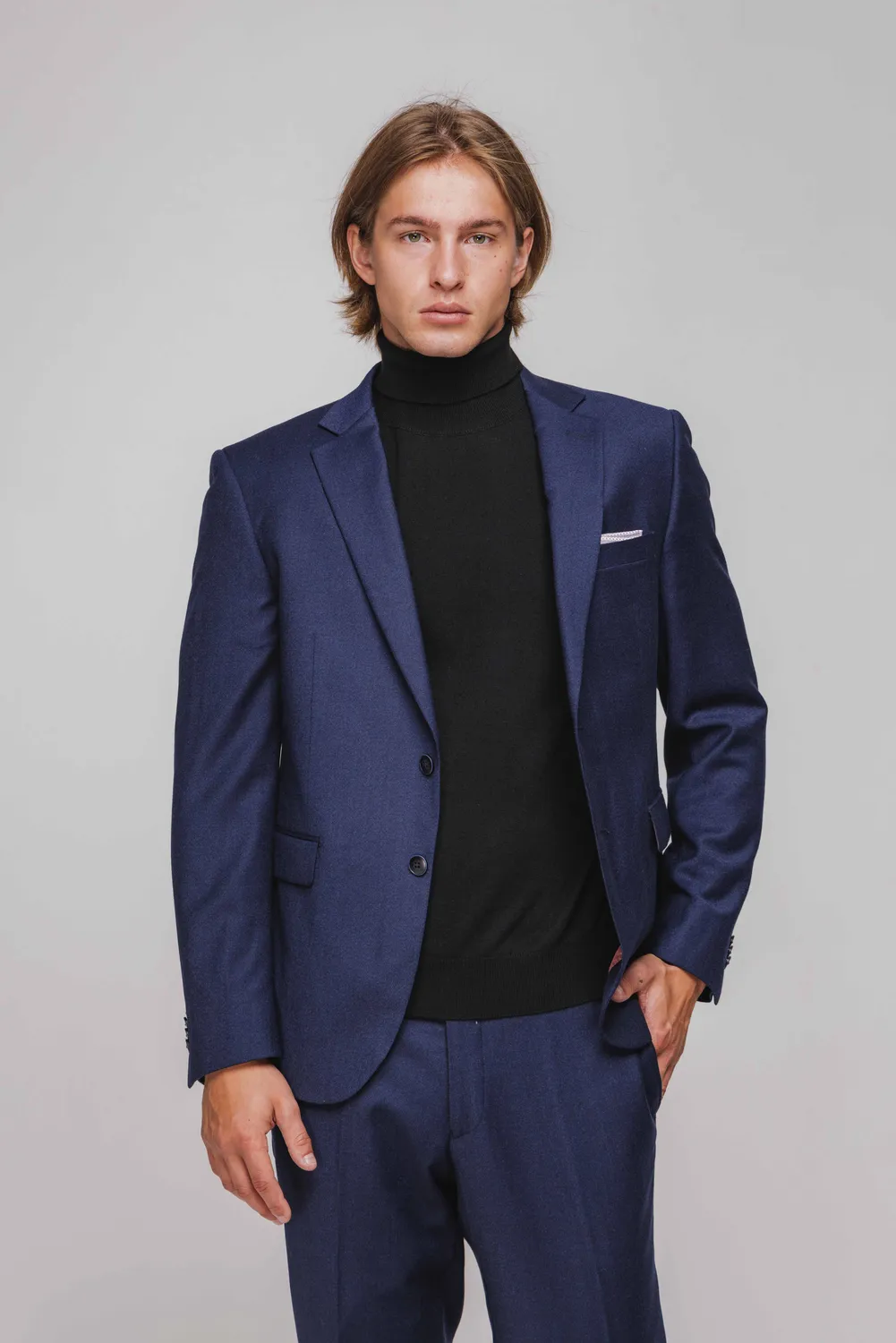 Alain Delon abito uomo slim fit blu accenti neri