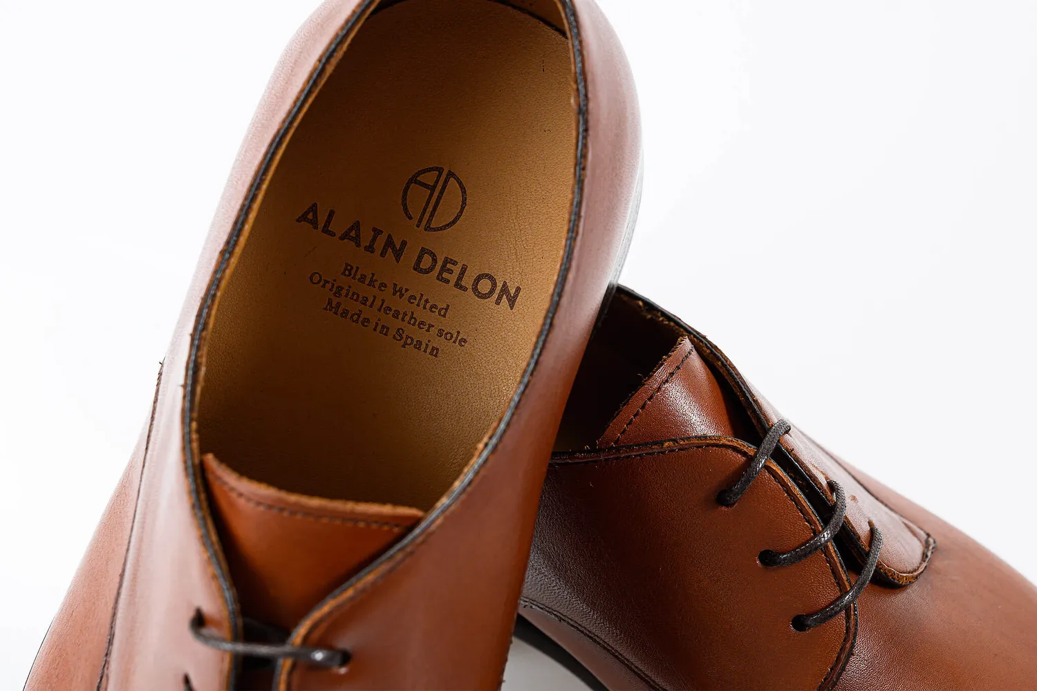 Alain Delon scarpe derby marroni pelle vitello Blake