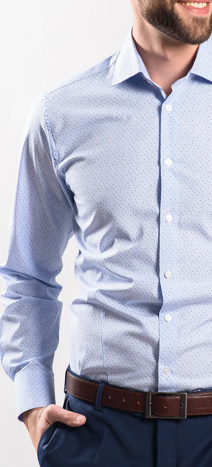 Alain Delon camicia Classic Fit azzurra pois collo 45