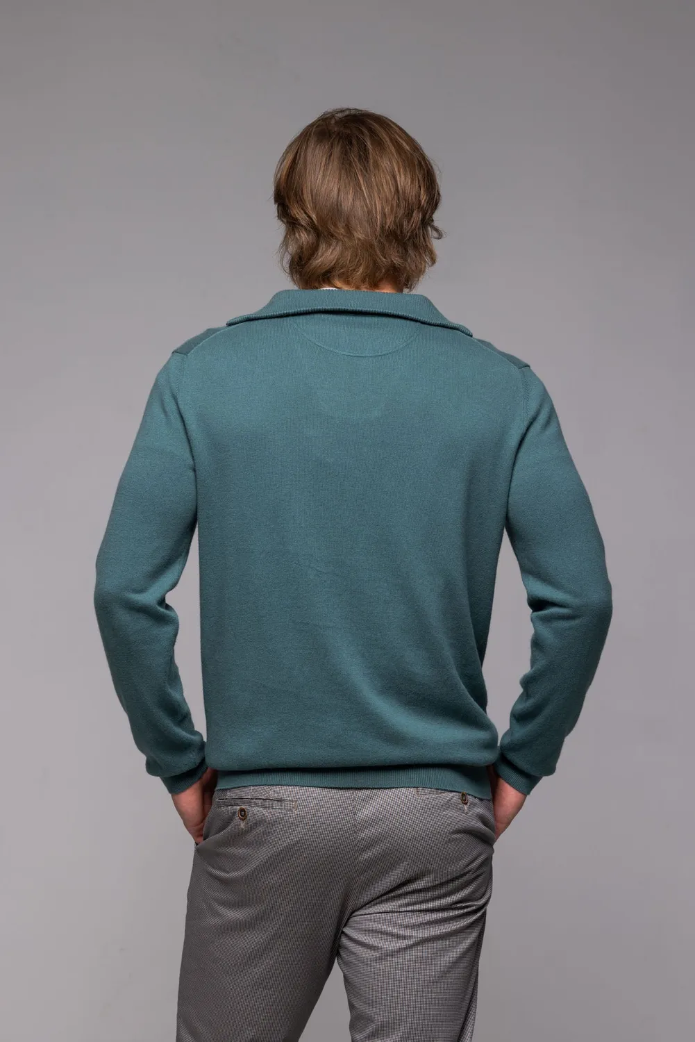Alain Delon maglione verde con zip taglia M