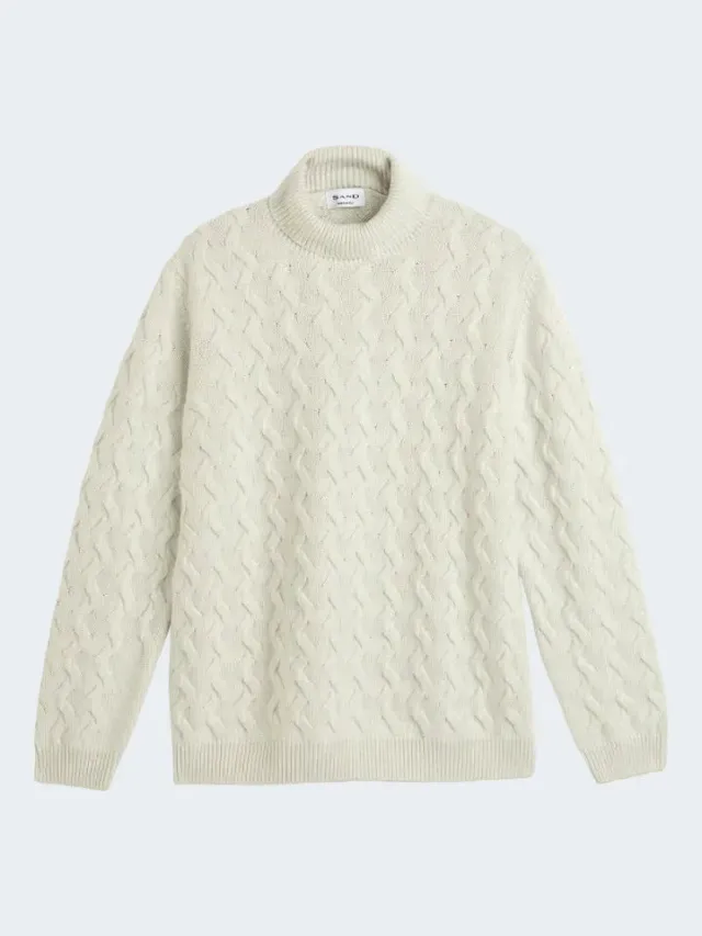 Sand Menswear Id dolcevita lana cashmere bianco