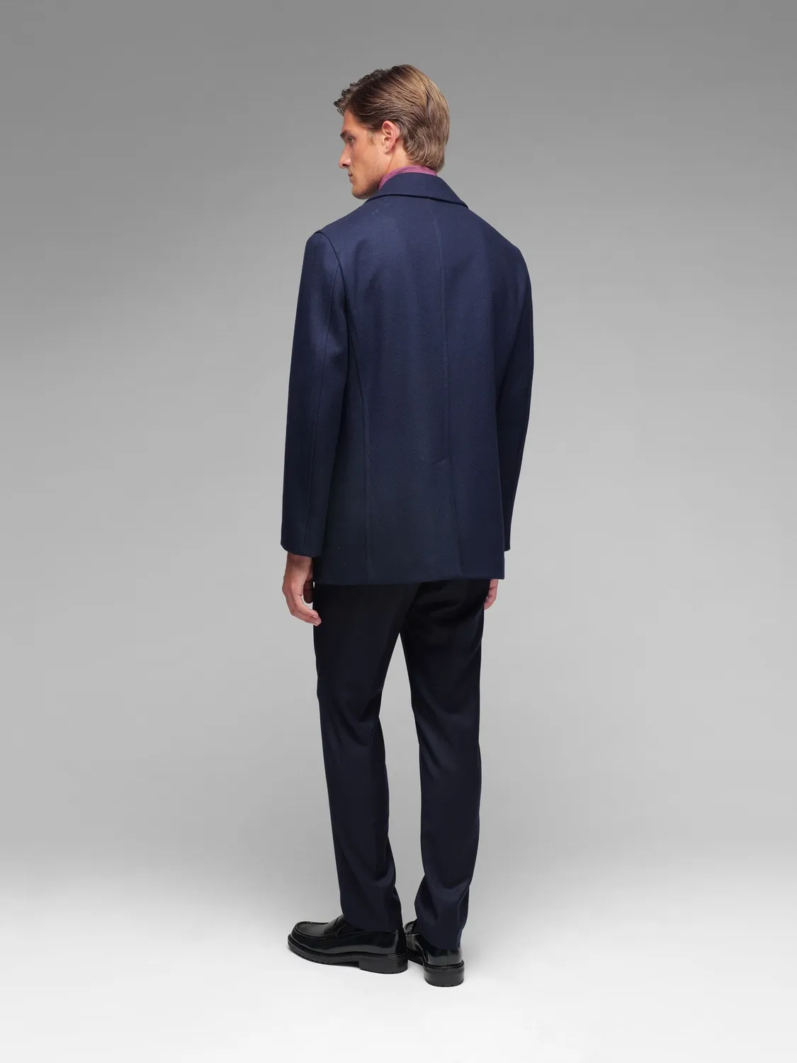 Paoloni Peacoat flanella di lana blu 100% lana