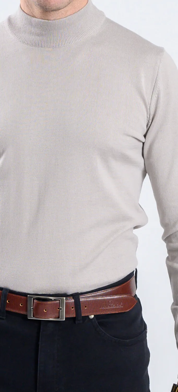 Alain Delon dolcevita grigio chiaro cotone slim fit
