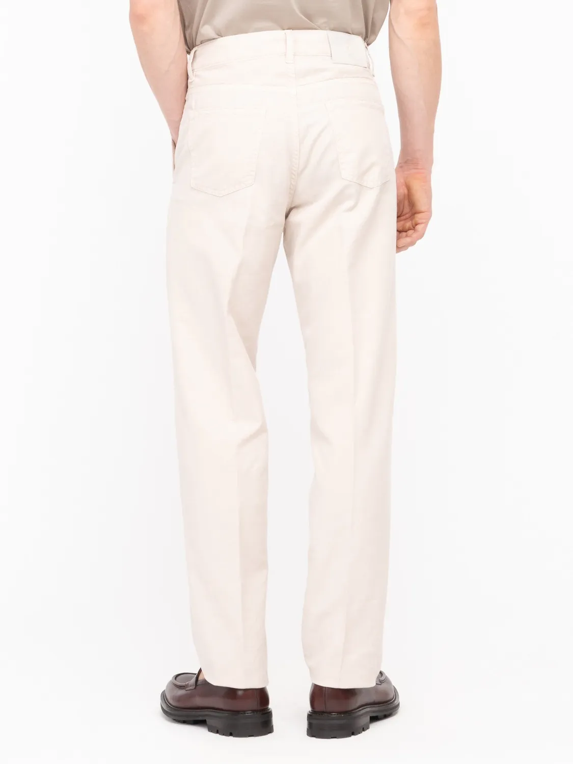 Paoloni Pantalone Chino Twill Beige Cotone Lino