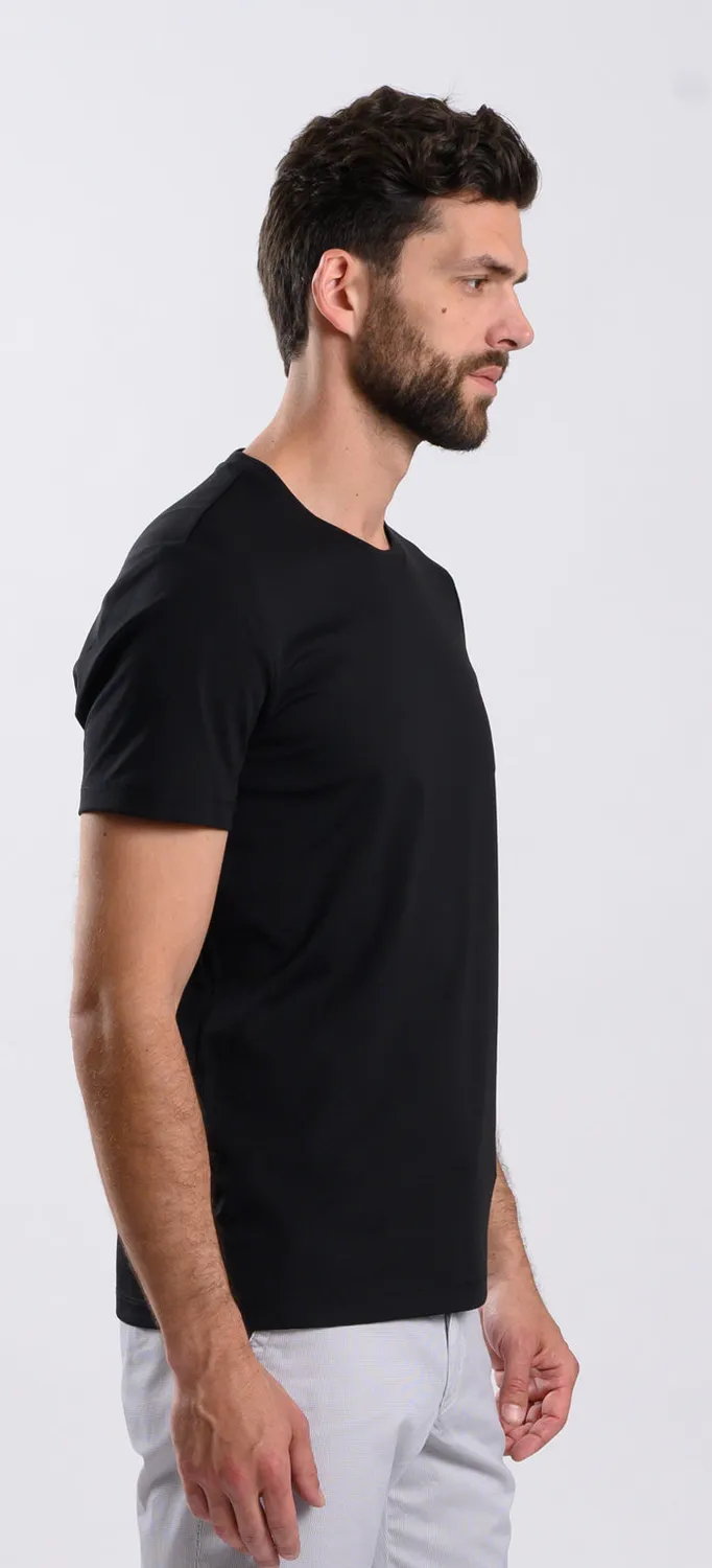 Alain Delon t-shirt nera classica girocollo cotone